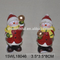 Led light christmas snowman decoration in ceramic